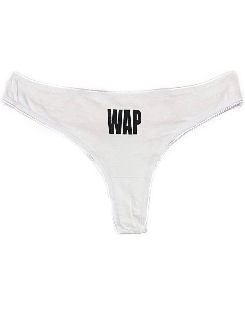 💞 New Women’s Size XL White Thong Panties with Black “WAP” Graphic